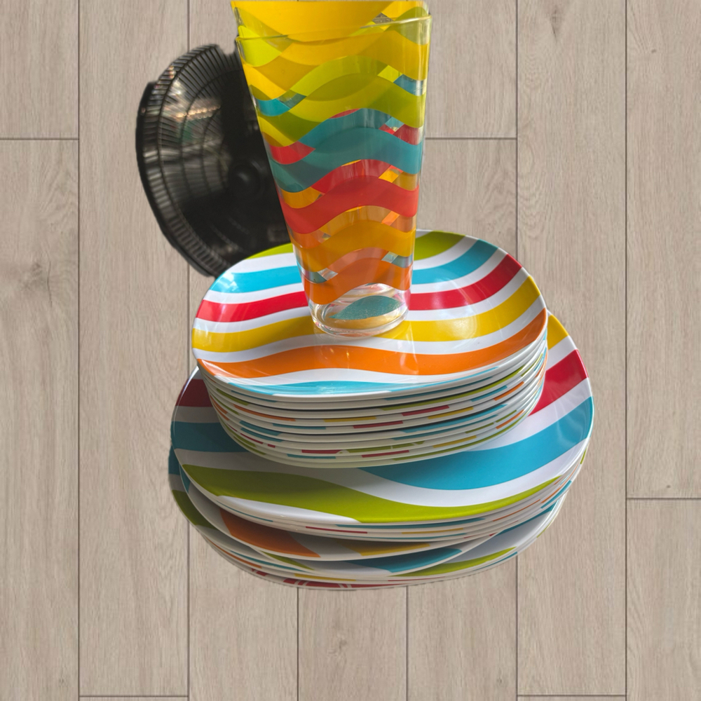 vibrant melamine dinnerware set